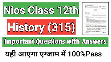 NIOS History PYQ April 2025 Question paper With Solution। Class 12। important Question Full paper
