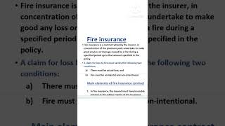 Fire insurance | Class-11 | Unit-4 | Business studies #businessstudiesclass11 #studynotes #shorts