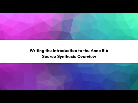 Writing the Introduction to Your Annotated Bibliography
