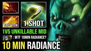 WTF 10MIN RADIANCE 1v5 Solo Mid Necrophos 1 Shot Dagon Reaper Unlimited Spam Skill Dota 2