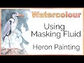 Watercolor Heron // Using Masking Fluid