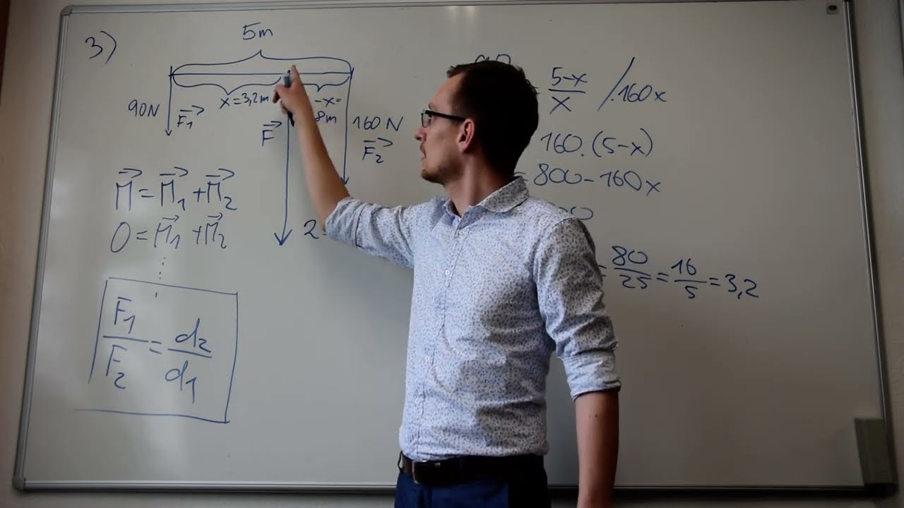 Tuhé těleso - 3. příklad - Síly stejného směru