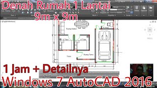 Cara Membuat Denah Dengan Autocad 2016  Denah Rumah 1 Lantai 9 M X 9 M  Autocad Indonesia