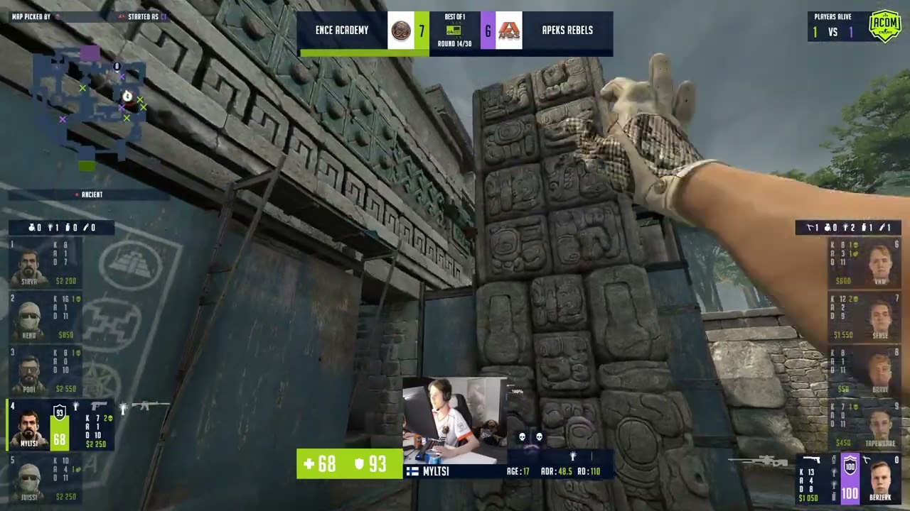 myltsi clutch 1vs3 against Apeks Rebels / WePlay Academy League Season 5