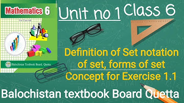 Unit no 1/ Class 6 /Sets/ Notation of set/ Concept for Exercise 1.1 Balochistan Board