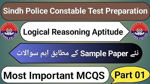 Sindh Police Test Preparation | Logical Reasoning | Part 01 | Most Important Questions For Exams