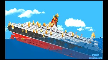 Sinking the ship R.M.S Queen Elizabeth 2 in the Floating Sandbox simulator - Part 3