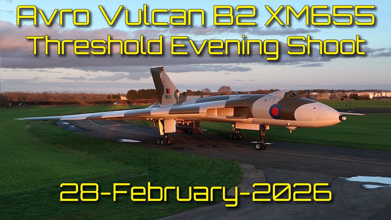 Avro Vulcan XM655 Engine Start at Sunset/Night Shoot at Wellesbourne Mountford Airfield 28 Feb 2026