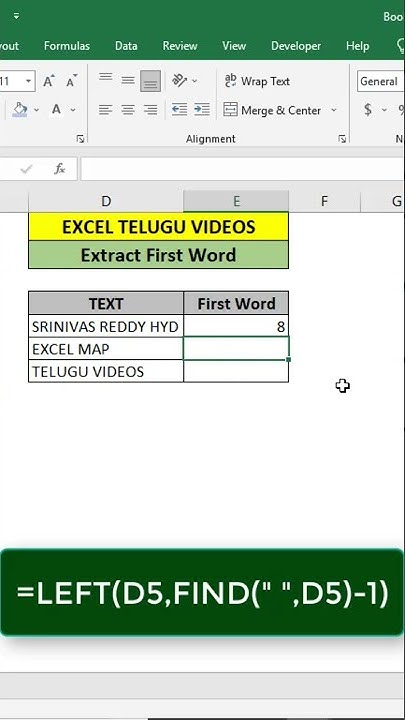 how-to-extract-first-word-in-excel-ms-excel-in-telugu-youtube