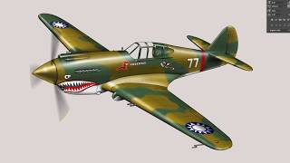 Time lapse video of Curtiss P-40 Warhawk “Flying Tiger” Illustration