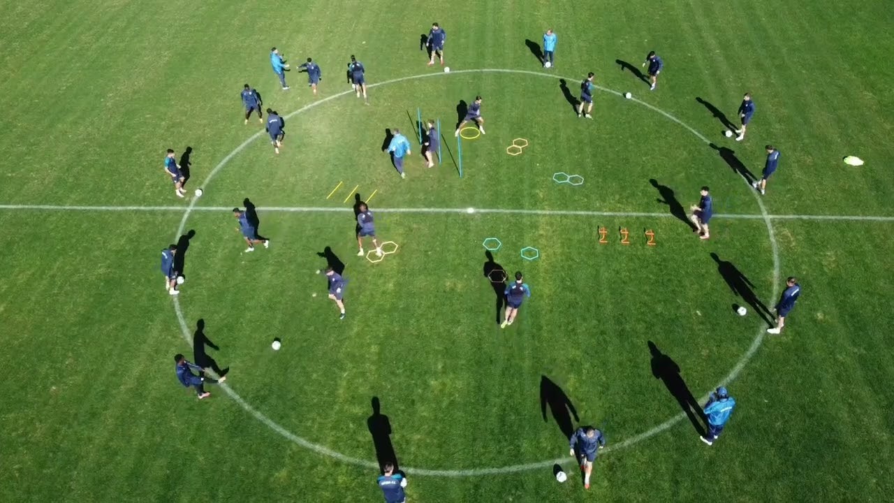 Football coordination warm up-on circle