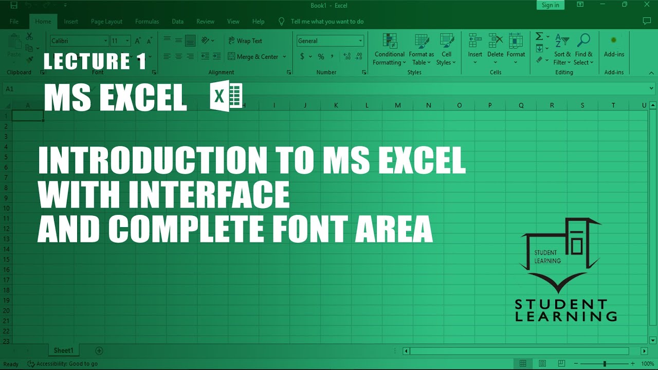 lecture no 1 Introduction To MS Excel With Interface And Font Area ...