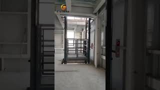 Capacity 1ton, double guide rail factory freight elevator#cathaylift #cargolift #goodslift