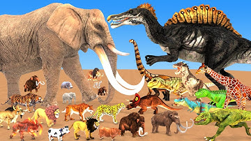 Big Wild Elephant vs Spinosaurus Dinosaurs Wild Animals Epic Battle Animal Revolt Battle Simulator
