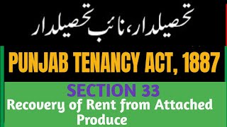 SEC 33 of Punjab Tenancy Act, 1887 I Recovery of Rent from Attached Produce