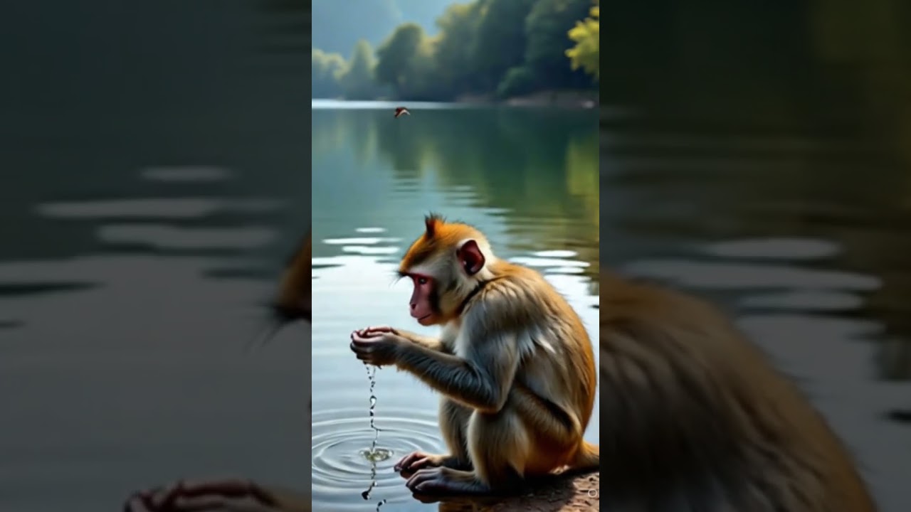 monkey# drink# water
