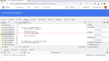 Reverse a String in Javascript using Chrome Dev Tools