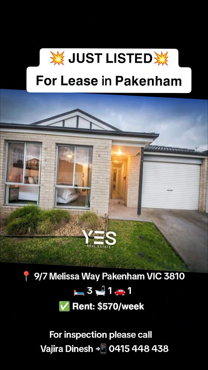 𝗙𝗼𝗿 𝗟𝗲𝗮𝘀𝗲 in 𝗣𝗮𝗸𝗲𝗻𝗵𝗮𝗺📍 9/7 Melissa Way Pakenham VIC 3810 🛏 3 🛁 1 🚗 1✅ #shorts #realestate #melbourne