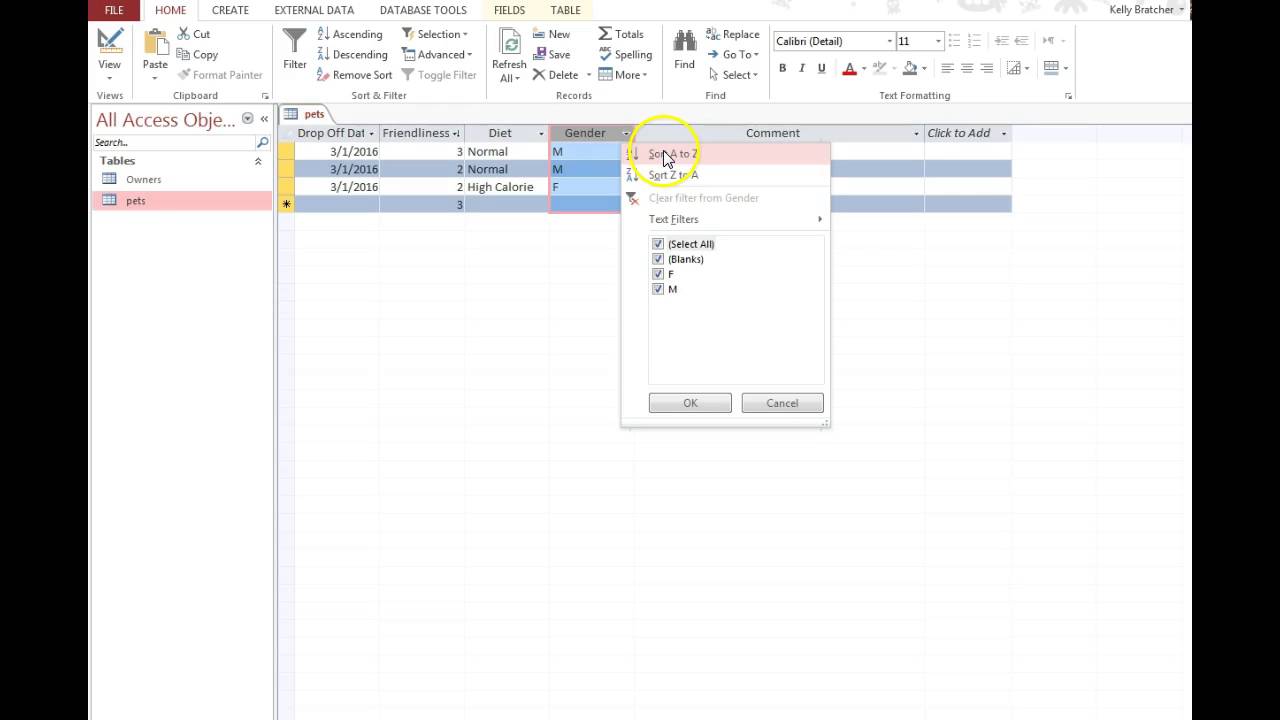 Sorting in Access - YouTube