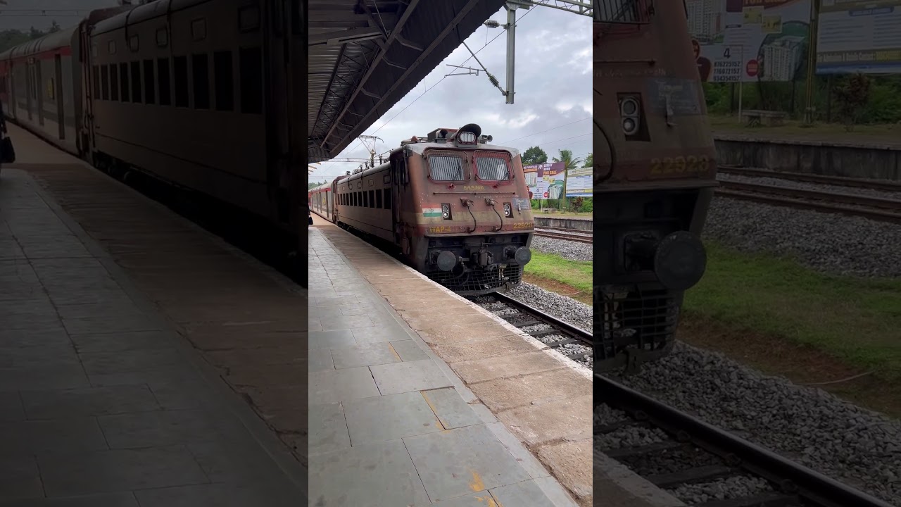 12133 Mumbai CSMT - Mangaluru Jn. SF Express Arriving at UDUPI with BSL WAP-4 