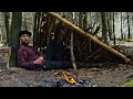 SOLO durmiendo en el monte - refugio de supervivencia, tortilla de patatas, vivac bushcraft