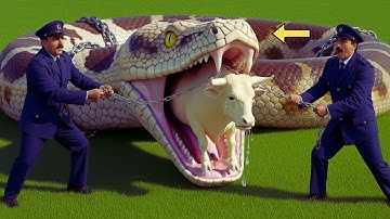 Giant Python Attacks Innocent Mother Cow 🐍🐄 | Brave Heroes Save Her Just in Time