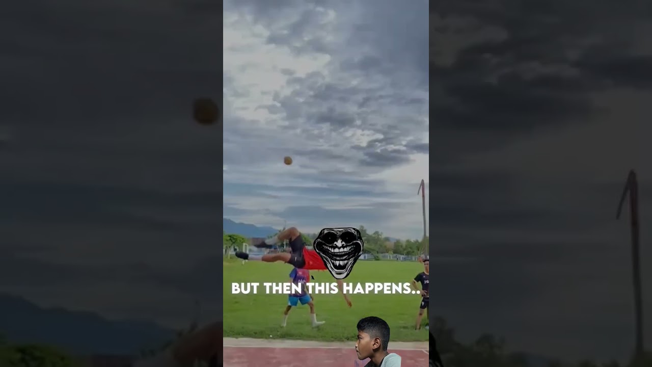 The boys are paying hand ball another boy Ronaldo style Kick # troll face 