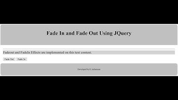 Ex10: Fade In and Fade Out Div elements using JQuery