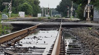 CSX Freight Train Rolls through Flooded Tracks! 