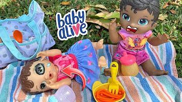 Baby Alive Zoe feeding and changing at the Park! Zoe gets hurt! 😰