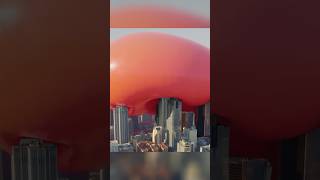 Giant red balloon filled with water causing tsunami😧 #shorts #viral #movie