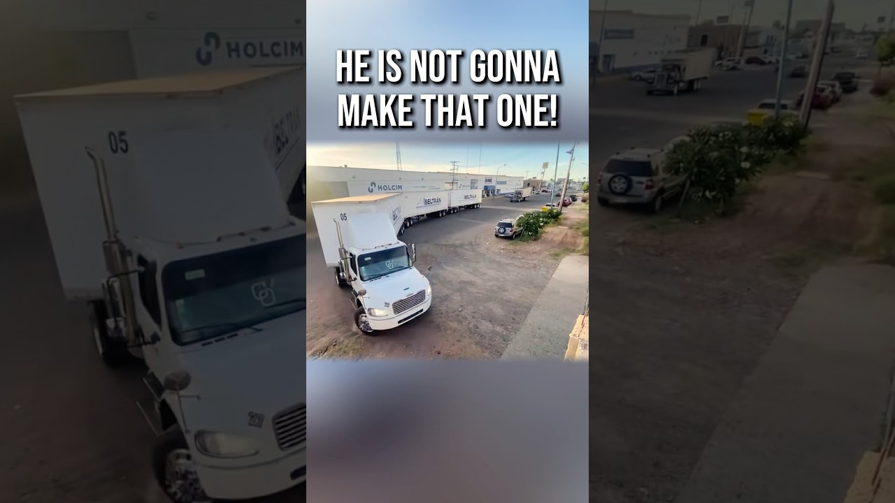 Making turn on a semi truck with three trailers #trucking #cdl