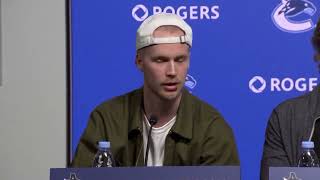 Elias Pettersson says he's been dealing with a nagging knee injury since January