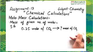 Grade 8 Chemistry: Mole-Mass Calculations.