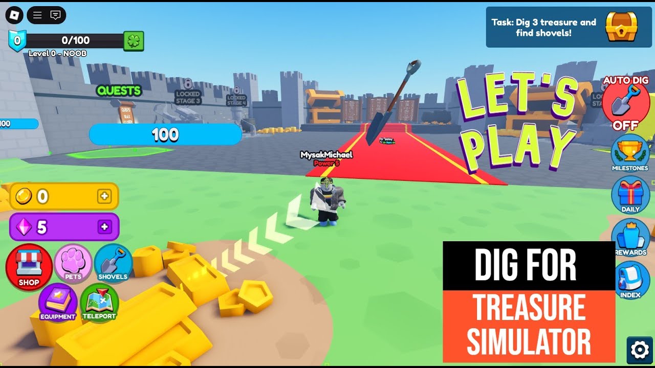 Dig for Treasure Simulator👑 | jdu hledat poklad | Miny hry z Robloxu ...