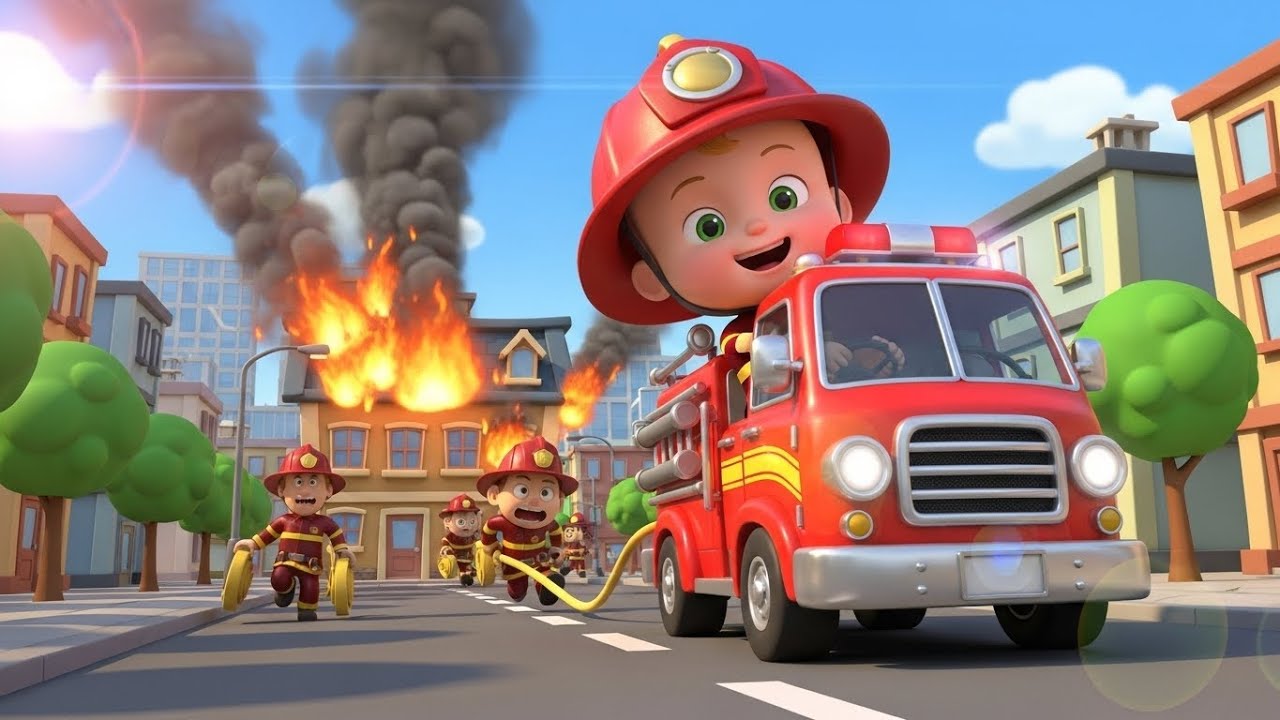 The Fire Truck Rescue Song 🚒 | Fun Emergency Vehicle Song for Toddlers to Sing and Learn