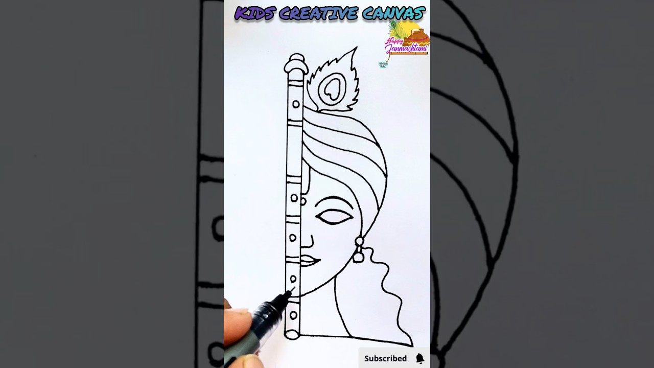 Beautiful Krishnaji Drawing - janmashtami special l