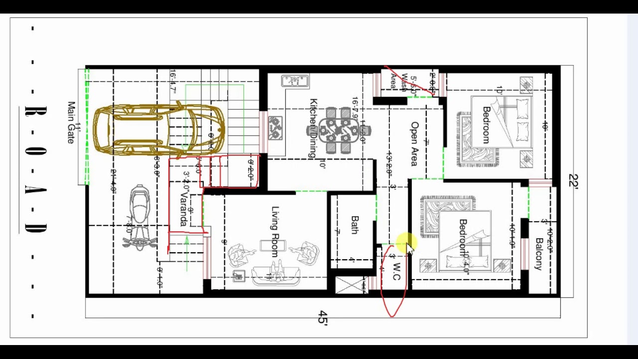22x45 ft best house plan with car parking  YouTube