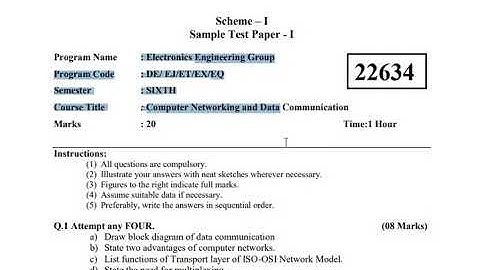 MSBTE SAMPLE QP-CND winter 2022 questions paper || Computer Networking and Data Communication- 22634