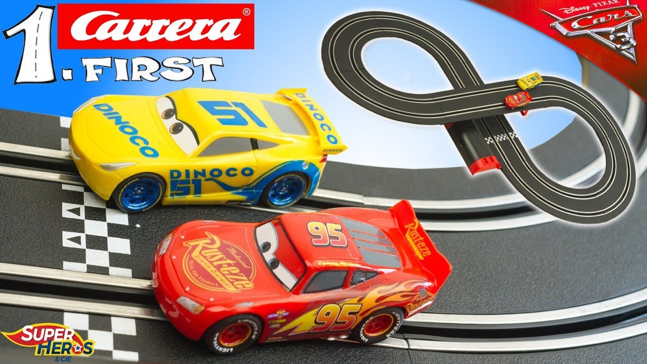 Carrera First Cars 3 Slot Car Track Lightning McQueen Cruz Ramirez Toy  Review Juguetes 