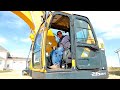 Dad's 1st Time Running The Excavator! (WINDOW SHATTERED)