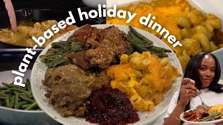 plant based holiday dinner |mac & cheese, dressing, collard greens, gravy| Thanksgiving & Christimas