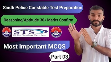 Reasoning / Aptitude Part 03 | Sindh Police Test Preparation | Most Important Questions