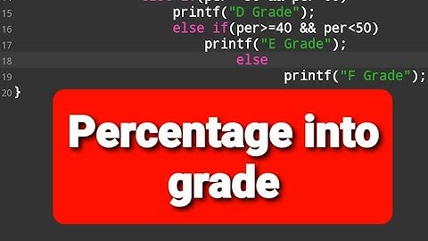 C Programming Code : Percentage into Grade