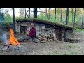 Building a long term shelter in forest from an old abandoned bunker bushcraft in the wild forest