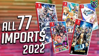 77 Switch Imports With English - 2022 Collectors Guide! Every Import You NEED To Know!
77 Nintendo Switch imports that have English. Its been a pretty great year and heres EVERY essential import the Switch has had this year for Switch game collectors. JRPGs, visual novels, action and horror! Japan and Asia have it all! Purchase links below to support us.
A Bit More Jordan: https://www.youtube.com/abitmorejordan
***5% OFF YOUR ORDER***
➡️ Use our link (If you dont, it doesnt support us)
➡️ Use coupon: SWTV5 or SW2023
SD Gundam Battle Alliance
Asia: https://bit.ly/3umlqMS
JP: https://bit.ly/3QBY4M9
Signalis https://bit.ly/3Hwoc9s
River City Saga Three Kingdoms
Asian https://bit.ly/3GtrqZ9
Chinese cov https://bit.ly/3t35T3U
Chaos Code
SE https://bit.ly/3EREBnM
CE https://bit.ly/3CBMaw6
Chrono Cross https://bit.ly/3Lpp1zT
Ace Angler Fishing Spirits
SE Asia https://bit.ly/3OGJH8x
Japan https://bit.ly/3zaW7zA
Little Witch Nobeta:
SE https://bit.ly/3FKkyWS
CE https://bit.ly/3Pn03DV
Townsmen Kingdom Rebuilt https://bit.ly/3vvR5fy
Various Daylife https://bit.ly/3Dg5OhF
Loopers: https://bit.ly/3tiU5tF
Needy Girl Overdose https://bit.ly/3GwdopE
The Centennial Case
JP https://bit.ly/3v30k7k
Asia https://bit.ly/3L9Am6E
Cotton 16bit Tribute
SE https://bit.ly/3o79uLk
CE https://bit.ly/3OcPfqb
Company Man https://bit.ly/33FVcu7
Space Marshals Collection
Asia https://bit.ly/3RpIXpS
JP https://bit.ly/3uAXMwj
Deiland https://bit.ly/3xZpxB7
Harmonia https://bit.ly/3cHxmmf
SaGa Scarlet Grace Ambitions https://bit.ly/3iqu9ai
RPG Time The Legend of Wright https://bit.ly/3um8UNb
Pocky & Rocky Reshrined https://bit.ly/3PzIgJe
OVERLORD ESCAPE FROM NAZARICK https://bit.ly/3ONsXwB
Rumble Fish 2
SE https://bit.ly/3qNEX6G
CE https://bit.ly/3dnaaKN
Butterfly Poison Hana no Chain https://bit.ly/3U0SrZk
Taishou X Alice All in One https://bit.ly/3UI5AX9
Seven Pirates H https://bit.ly/3fbqgEJ
Love Esquire https://bit.ly/3Cb2jqt
Samurai Maiden
JP https://bit.ly/3USATQl
Asia https://bit.ly/3BXI2X3
Hong Kong Massacre
Asia https://bit.ly/3DglX64
JP https://bit.ly/3bNbo0Q
Bullet Soul Double Soul Pack https://bit.ly/3nBdu6w
Indigo 7
SE https://bit.ly/3BvDnuN
CE https://bit.ly/3BGHMew
No place for Bravery
JP https://bit.ly/3IdbuLf
Asia https://bit.ly/3Y9kust
Oshi Ranbu https://bit.ly/3h0MiL8
Valis II https://bit.ly/3W2ZqSv
TASOMACHI https://bit.ly/3IG81Ed
Aviary Attorney https://bit.ly/3DzoV8a
Star Melody https://bit.ly/3v1TJKc
Ender Lilies https://bit.ly/3N8aSbR
River City Girls 1 & 2 https://bit.ly/3T82bBA
River City Girls 2 https://bit.ly/3gEDEWj
Hishou Same https://bit.ly/3pssl4W
Miracle Snack Shop
SE https://bit.ly/3zrwZVm
CE https://bit.ly/3SNyoMP
LoveKami https://bit.ly/3Ho24f0
Airport Hero https://bit.ly/3Iv1Tjg
Dead by Daylight Ultimate https://bit.ly/3K1NVoj
Dead by Daylight Sadako https://bit.ly/3oGf3R4
Paradise Killer https://bit.ly/3IJDd4X
Card Perfect Collection https://bit.ly/3R5J4qA
Food Girls 2
S https://bit.ly/3Kc347I
C https://bit.ly/3GpSJCP
Let’s Play Oink Games https://bit.ly/3WjXeqW
Cardfight!! Vanguard Dear Days https://bit.ly/3uBG0sA
Behind the Screen & Defoliation
SE: https://bit.ly/3Eg1Pjv
CE: https://bit.ly/3q5HIPO
In Other Waters https://bit.ly/3AegyeZ
Persona 4 Arena Ultimax https://bit.ly/3J5plDC
Ultra Kaiju Monster Rancher
SEA: https://bit.ly/3NFeaT7
Chinese/English: https://bit.ly/3eCgCye
Dungeon Encounters https://bit.ly/3AwejmT
Idol Manager https://bit.ly/3NYrgvp
Table Games Deluxe Pack: https://bit.ly/3IXWwbY
Letter, The https://bit.ly/3zg4qYo
Akai Katana Shin
SE: https://bit.ly/3K9q7jV
CE: https://bit.ly/3K5EWE5
Cogen Sword of Rewind https://bit.ly/3pZn1Hd
A-Train + expansion https://bit.ly/3PpU7Zy
Golf Club: Wasteland: https://bit.ly/3rohcDv
Return to Shiranogasu Island https://bit.ly/3zK0KRS
Koumajou Remilia Scarlet Symphony https://bit.ly/3soFKML
Gunvolt Chronicles: Luminous Avenger iX 2
Asia: https://bit.ly/3EsyT7R
JP: https://bit.ly/3qoUA3T
JP CE: https://bit.ly/3qo1fvf
Azure Striker Gunvolt 3
Asia: https://bit.ly/38Bsf54
JP https://bit.ly/39gQVQC
JP CE: https://bit.ly/38FUa41
RPGolf Legends https://bit.ly/3pOwgcX
Bass Fishing, The https://bit.ly/3zpiMZa
Witch on the Holy Night https://bit.ly/3soFOMv
Touhou Genso Wanderer -Lotus Labyrinth R-
Special Price: https://bit.ly/3htgfHd
Rush Rally Collection
SE https://bit.ly/3M34wZX
CE https://bit.ly/38DCfL5
Ishu Saikyou Ou Zukan: Battle Colosseum
https://bit.ly/3y89KyW
Romancing SaGa Minstrel Song https://bit.ly/3OPBBLB
hack G.U. Last Recode
Asia: https://bit.ly/3ISamwU
JP: https://bit.ly/3RL6qCj 77 Switch Imports With English - 2022 Collectors Guide! Every Import You NEED To Know!