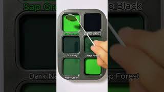 Create 4 colors from 2 colors: Sap Green + Lamp Black #asmr #mix #colormixing #colors #mixing #art