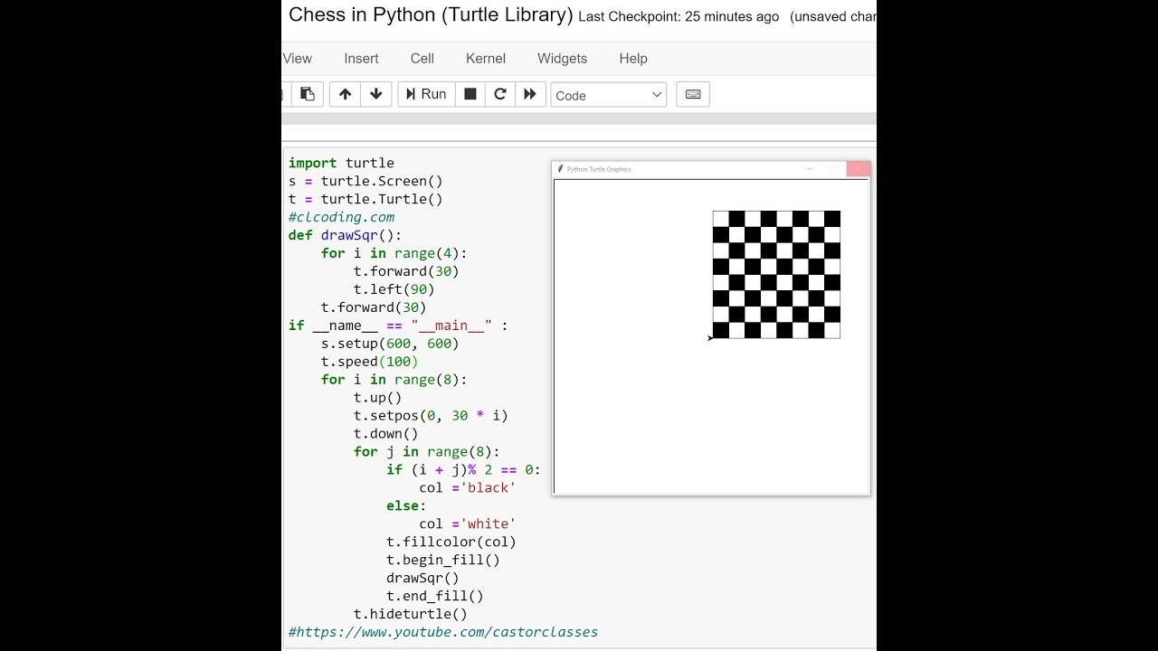 Drawing a Chess Board Using Turtle in Python - Javatpoint