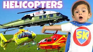 Helicopters For Kids | Fire Helicopters, Police & Rescue Helicopters | Songs For Kids | Pretend Play