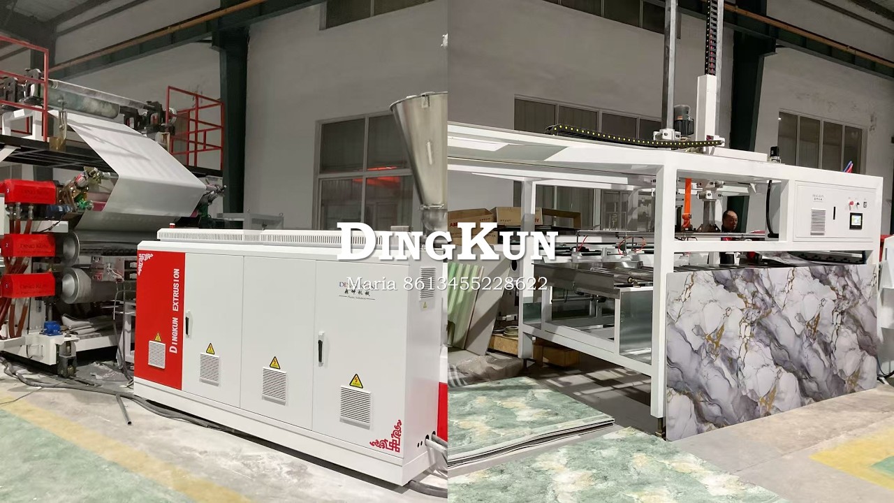 PVC MARBLE SHEET MAKING MACHINERY, PLASTIC ARTIFICIAL MARBLE MACHINE WITH HOT STAMPING